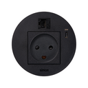 Kit Flash 90 composé du prise de courant modulaire danoise, chargeur USB type C de 20W et connecteur RJ45 Catégorie 6 UTP femelle-femelle avec clipsage Keystone noir Simon K45