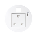 Kit Flash 90 formado por base eléctrica modular sudafricana, cargador USB tipo C de 20W, alojamiento sin ventana protectora para conector con clipaje Keystone blanco Simon K45