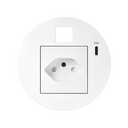 Kit Flash 90 formado por base eléctrica modular suiza, cargador USB tipo C de 20W, alojamiento sin ventana protectora para conector con clipaje Keystone blanco Simon K45