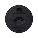 Kit Flash 90 composé du prise de courant modulaire suisse, chargeur USB type C de 20W et connecteur RJ45 Catégorie 6 UTP femelle-femelle avec clipsage Keystone noir Simon K45