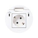 Kit Flash 90 formado por base eléctrica modular schuko, cargador USB tipo C de 100 W (repartido en 65+30W si se conectan simultáneamente) y salida de cableado blanco Simon K45