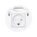 Kit Flash 90 formado por base eléctrica modular danesa, cargador USB tipo C de 100 W (repartido en 65+30W si se conectan simultáneamente) y salida de cableado blanco Simon K45