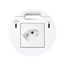 Kit Flash 90 formado por base eléctrica modular suiza, cargador USB tipo C de 100 W (repartido en 65+30W si se conectan simultáneamente) y salida de cableado blanco Simon K45