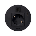 Kit Flash 90 consisting of schuko modular power socket, USB charger Type C 20W and RJ45 female-female data connector category 6 UTP black Simon K45