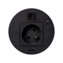 Kit Flash 90 composé du prise de courant modulaire franco-belge, chargeur USB type C de 20W et connecteur RJ45 Catégorie 6 UTP femelle-femelle avec clipsage Keystone noir Simon K45