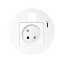 Kit Flash 90 formado por base eléctrica modular israelí, cargador USB tipo C de 20W, alojamiento sin ventana protectora para conector con clipaje Keystone blanco Simon K45