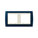 Frame for 2 elements metallic blue interior ivory Simon 82