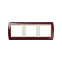 Frame for 3 elements metallic garnet interior ivory Simon 82