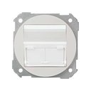 Placa de voz y datos plana con guardapolvo para 2 conectores RJ45 AMP® blanco Simon 88