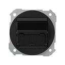 Placa de voz y datos plana con guardapolvo para 2 conectores RJ45 AMP® grafito Simon 88