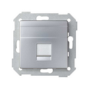 Flat voice and data plate with dust cover for 1 RJ45 connector aluminium Simon 82