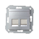 Flat voice and data plate with dust cover for 2 RJ45 connectors aluminium Simon 82