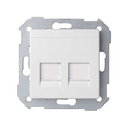 Flat voice and data plate with dust cover for 2 Systimax® RJ45 connectors white Simon 82