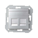 Placa de voz e dados plana com proteção de pó para 2 conetores RJ45 Systimax® alumínio Simon 82