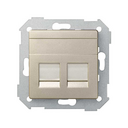Placa de voz e dados plana com proteção de pó para 2 conetores RJ45 Systimax® champanhe Simon 82
