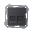Flat voice and data plate with dust cover for 2 Systimax® RJ45 connectors graphite Simon 82