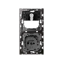 Back kit for 2 elements with 1 two-way push-button switch and 1 schuko socket integrated with USB charger type A Simon 100