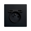 Monoblock Kit French Socket with 2USB charger 1 element matt black Simon 270