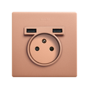 Monoblock Kit French Socket with 2USB charger 1 element copper Simon 270