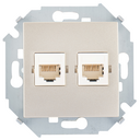 Розетка для передачи данных 2xRJ45 Cat.5e UTP (Systimax) цвета шампань Simon 15