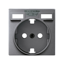 Tapa para la base de enchufe schuko con 2 cargadores USB tipo A 10,5W aluminio frio Simon 82