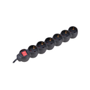 POWER STRIP 6 SOCKETS 16A 250V~ BLACK WITH SWITCH AND 1.5M CABLE H05VV-F 3G1MM² SIMON BRICO