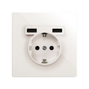 Kit monobloc para 1 elemento com 1 base de tomada Schuko e 2 carregadores USB integrados branco Simon 270