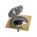 Mechanism-holder unit IP66 with manual lock and Schuko socket outlet for Keystone RJ45 connector brass Simon K45