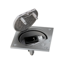 Mechanism-holder unit IP66 with safety lock and Schuko socket outlet with 1 RJ45 category 5e UTP stainless steel Simon K45