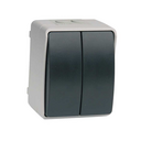 INTERRUPTOR/CONMUTADOR DOBLE GRIS/NEGRO DE SUPERFCIE EXTERIOR IP44 SERIE ATLANTIS SIMON BRICO