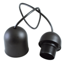 Porta-lâmpadas preto pendente para E-27, com 60 cm de cabo, 2 x 0,75 mm² da 