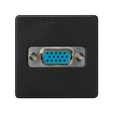Conector VGA HD15 hembra con sistema de embornamiento a tornillo y placa incorporada grafito Simon 27 Play
