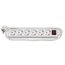 BASE MÚLTIPLE 6 TOMAS 16A 250V~ BLANCA CON INTERRUPTOR Y 2 METROS DE CABLE H05VV-F 3G1,5MM² Simon Brico