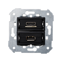 Conector HDMI v2.0 4K hembra-hembra + USB 2.0 tipo A Simon 75