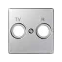 Накладка для розетки R-TV+SAT с пиктограммой "TV R" цвета холодный алюминий Simon 82 Detail