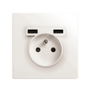 Monoblock Kit French Socket with 2USB charger 1 element white Simon 270