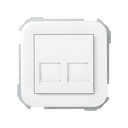 Placa plana de voz e dados com proteção contra poeira para 2 conetores RJ45 AMP branco Simon 31