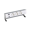 Complete desktop kit with USB A+C charger, 3 schukos, and plate for 2 RJ45 connectors aluminum Simon 400