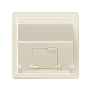 Angled voice and data plate with dust cover for 1 RJ45 connector ivory Simon 82