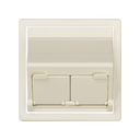 Angled voice and data plate with dust cover for 2 RJ45 connectors graphite Simon 82