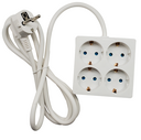 POWER STRIP 4 SCHUKO SOCKETS SQUARE WITH 2M CABLE WHITE
