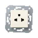 Combined two-pole socket (European/American) 16A 250V~ with ground and screw terminal connection ivory Simon 27 Play