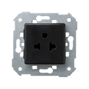Combined two-pole socket (European/American) 16A 250V~ with ground and screw terminal connection graphite Simon 27 Play