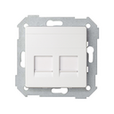 Flat voice and data plate with dust cover for 2 RJ45 connectors white Simon 82