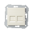 Flat voice and data plate with dust cover for 2 RJ45 connectors ivory Simon 82