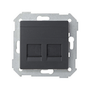 Flat voice and data plate with dust cover for 2 RJ45 connectors graphite Simon 82