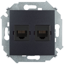 Розетка для передачи данных 2xRJ45 Cat.5e UTP (Systimax) цвета графит Simon 15