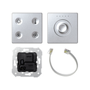 Custom button box 4 functions lighting and temperature control with LON coupling unit and slide control regulator cold aluminium Simon 82 Sense
