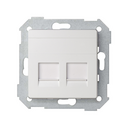 Placa de voz e dados plana com proteção de pó para 2 conetores RJ45 branco mate Simon 82 Concept
