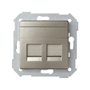 Placa de voz y datos plana con guardapolvo para 2 conectores RJ45 cava Simon 82 Concept
